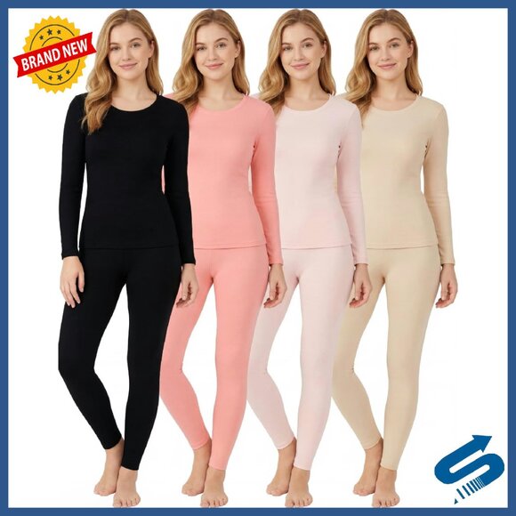 Fleece Lined Thermal Underwear Set Women's Base Layer Winter Warm